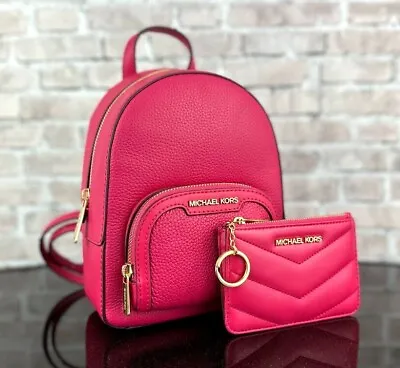 MICHAEL KORS JAYCEE LEATHER XS CONVERTIBLE BACKPACK SHOULDER BAG WALLET SET Pink • $135