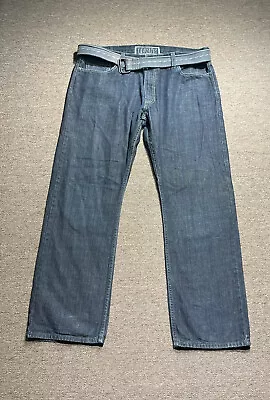 Levis 514 Mens Jeans Size 40 Slim Straight Denim Dark Wash Cotton Belted 40x32 • $14.96