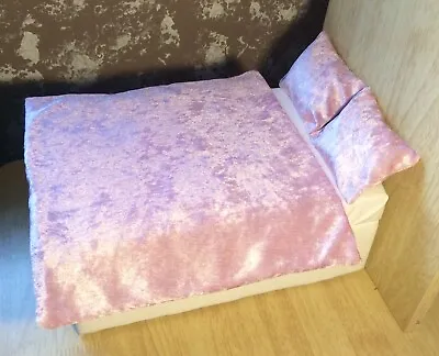 1/6 Scale Barbie Doll Size Baby Pink Velvet Cosy Bedding Set For Barbie Dolls • £12