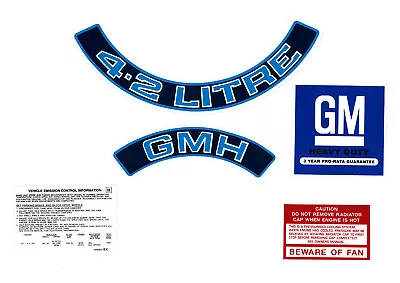 Holden HZ WB VB V8 Engine Decals -4.2 LITRE GMH- Air Cleaner +Beware +Emission • $64.96