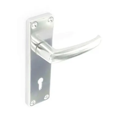 £7.45 • Buy Aluminium Door Handles For Latch, Key Lock And Bathroom Doors On Backplate
