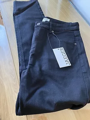 Ladies Designer JAEGAR Black Jeans Straight Leg Denim Size 12 BNWT RRP £85 • £40