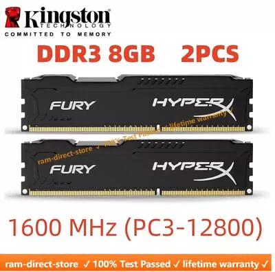 HyperX FURY DDR3 8GB 16GB 32GB 1600 MHz PC3-12800 Desktop RAM Memory DIMM 240pin • $12.90