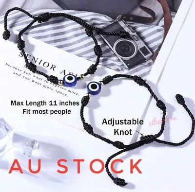 Evil Eye Bracelet Adjustable Rope 7 Knot Protection Wristband UNISEX Wrist Band • $7.95