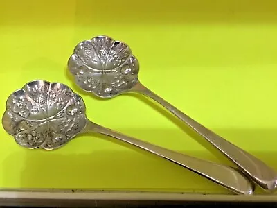 (2) Sg England Epns A1 Serving Spoon Ornate Fruit Cocktail Dessert 6-1/4  • $8.99