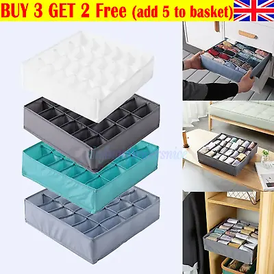 Storage Box Drawer Divider Organizer Tidy For Socks Bra Underwear Leggings Shirt • £1.80