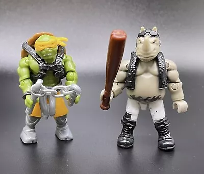 Mega Bloks TMNT Teenage Mutant Ninja Turtles Michelangelo & Rocksteady Figures • $12.06