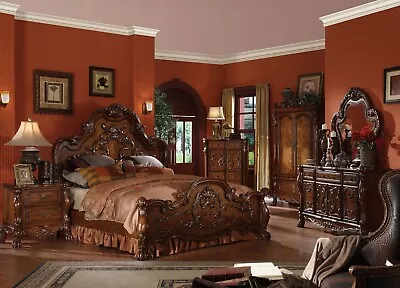 SPECIAL - 5pc Traditional Cherry Oak Brown Queen King Bedroom Set Furniture IAAD • $4855.89