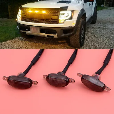 3x Amber LED Front Bumper Grille Mark Light Fit For Ford F-150 Raptor 2010-18 • $18.35