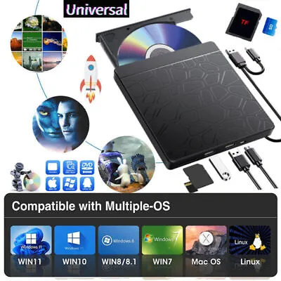 £21.99 • Buy External CD/DVD Drive For Laptop USB 3.0 Burner Reader Writer +/-RW Disk For PC