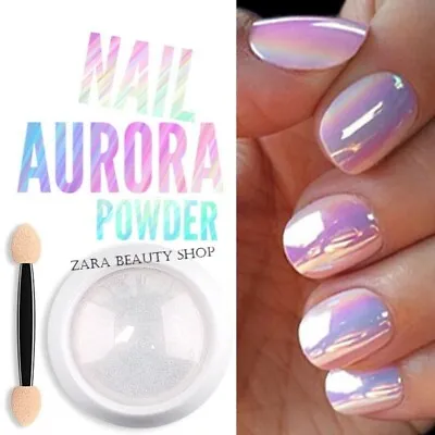 AURORA NAIL POWDER Mirror Effect CHROME Nail Art Mermaid Rainbow AB (Opal6) USA • $8.33