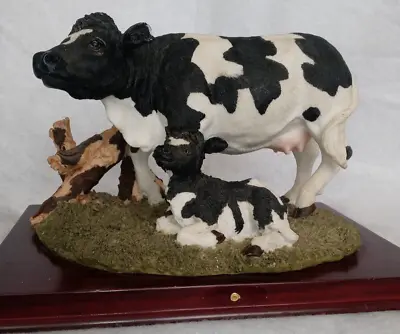 Montefiori Collection Italian Design Mother Cow & Calf On Grass Resin Figurine • $48.95