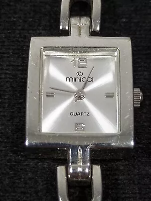 Minicci Silver Tone Dial Rectangle Case Link Bracelet Band Watch 7 Inch • $13.99