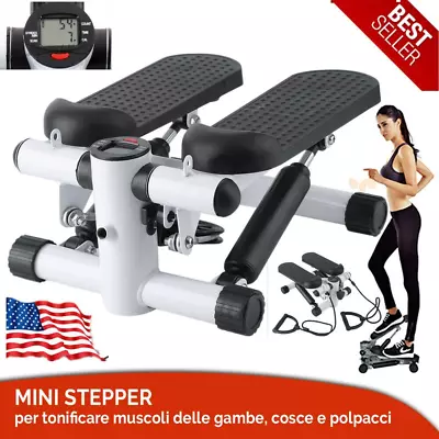 Adjustable Mini Stair Stepper With Resistance Band LCD Monitor Stepping Machine • $53.49