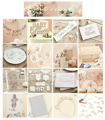£14.90 • Buy BABY IN BLOOM Floral Baby Shower Decoration Mum To Be Tableware Unisex Rose Gold