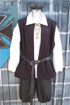 Mens Pirate Renaissance Pirates Of Caribbean Costume Shirt Knickers Vest XL • $75