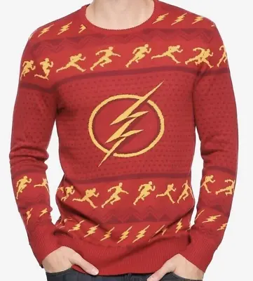 DC Comics THE FLASH Ugly Superhero Christmas Sweater Fair Isle Pattern Medium M • $19.99