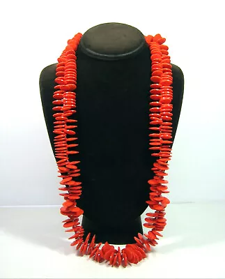 ORANGE OVAL Flattened Faceted Beads NECKLACE Vintage Beaded Silvertone 30   • $14.24