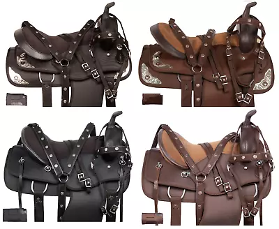 Western Horse Saddle Premium Black Brown Trail Barrel Racing Tack 14 15 16 17 • $284.37