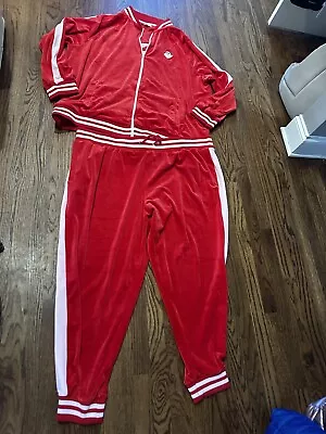 Jolly Knits Santa Tracksuit XXXL 3XL Jacket Pants Velour Red Outfit • $19.99