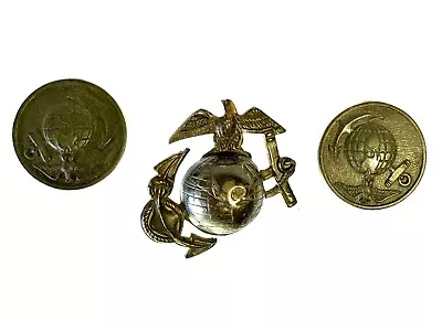 WW1 USMC Service Cover  EGA  Collar Disc Set Marine Corps Eagle Globe And Anchor • $400