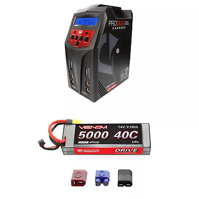 Venom 40C 2S 5000mAh 7.4V Sport Power LiPo Battery With Pro Duo Charger Combo • $184.98