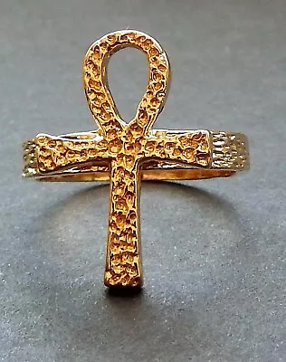 Egyptian Ring / Ankh Or Key Of Life /  Gold Tone Or Silver Tone  /Sizes 6-9 • $14.99
