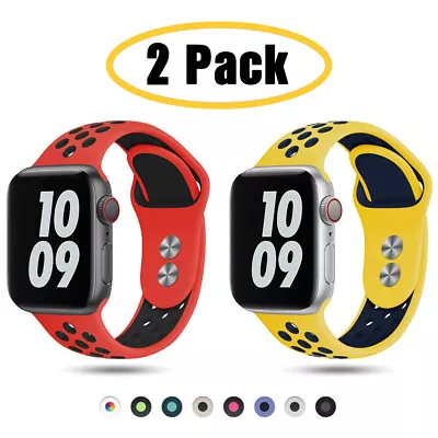 2PACK Silicone Sport Strap Band For Apple Watch 9 8 7 6 5 SE Ultra 44/41/45/49mm • £5.99