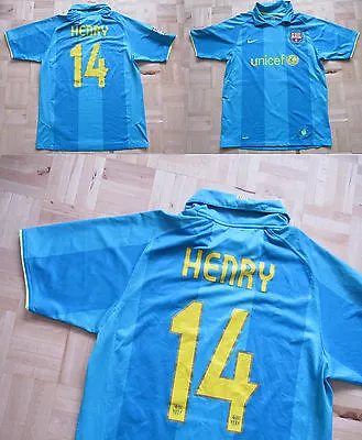 Thierry HENRY #14 BARCA 2007-2009 Nike FC Barcelona Away Shirt Jersey Men SIZE L • £99