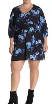 City Chic Blue Floral V Neck Dress Size XS/14 • $25