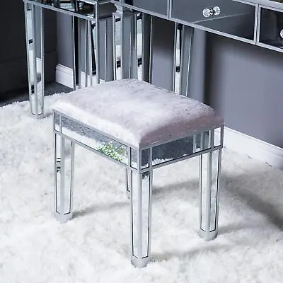 Vanity Stool Chair Mirrored Dressing Room Make-up Velvet Padded Stool Bedroom • $74.99