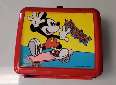 Vintage Mickey Mouse Disney Old Style Thermos & Lunch Box Aladdin • $19.99