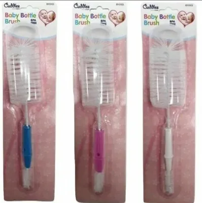 Baby Bottle Brushes White 2 In 1 Newborn Teat Cleaning Sterilising Feeding Brush • £3.49