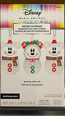 Disney Mickey & Minnie 8 Ct 7-ft MultiFunction White LED Christmas String Lights • $28.99