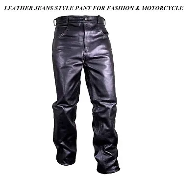 MEN'S LEATHER PANTS MOTORCYCLE FASHION Bike Riding Motorbike Jeans Style Pants • $77.48