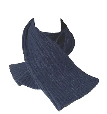 Crew Clothing Navy Blue Cable Knit Scarf Unisex 7.5'' X 80'' Immaculate • £8.99