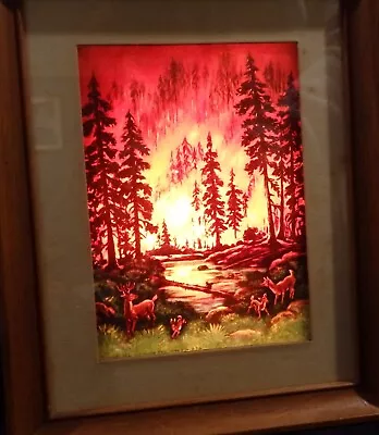 RARE Vtg 1953 Econolite FOREST FIRE Scene Picture Frame MOTION LAMP Works! Video • $299