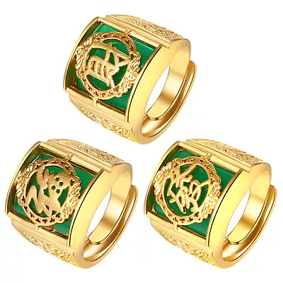 3/4pcs 24K Yellow Gold Plated Kanji Rich Luck Wealth Wedding Ring Set For Men • $12.08