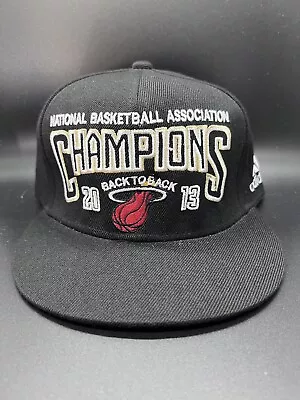 Adidas Miami Heat Official 2013 NBA Champions Snapback Adjustable Hat Black O/S • $15