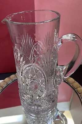 Crystal Glass Pitcher Molded Pressed Pattern Might Be EAPG Or Reproduction 10” • $30