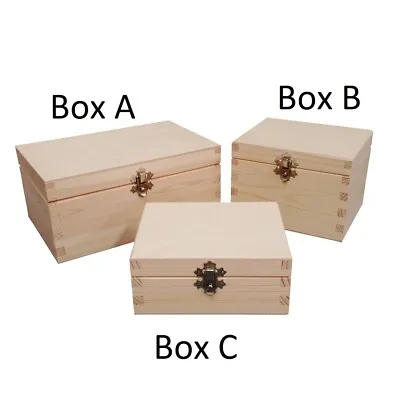 £11.99 • Buy Plain Natural Wooden Box Selection Bulk Set Case Clasp Keepsake Storage Choice