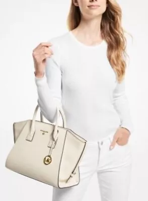 Michael Kors Avril Lt Cream And Top-zip Lg Tz Satchel • $63.70