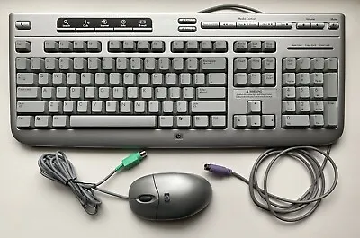 HP Hewlett Packard Multimedia PS/2 Silver PC Keyboard 5187-7583 + Wired Mouse • $29.99