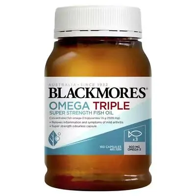 NEW Blackmores Omega Triple Super Strength Fish Oil 150 Capsules  • $38.95