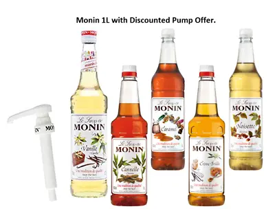 1 Litre Monin Coffee Syrup Plastic Bottles Multi Flavours • £55.99