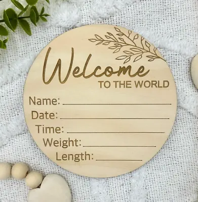 Hello World Plaque | New Baby Sign | Hello World Sign | Birth Announcement Sign • $19.95