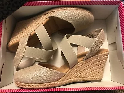 Me Too Brinley Silver Canvas Wedges. Size 9. Width M. Purchased In 2020 Worn Tw • $45