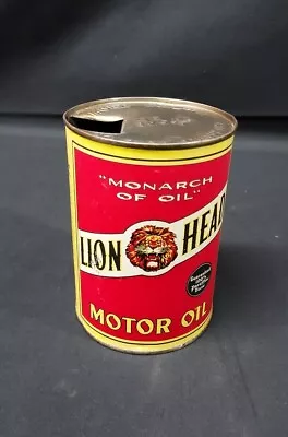 Rare OLD Lion Head Motor Oil Can Gilmore Oil Co. Metal Quart Empty MONARCH  • $166.50