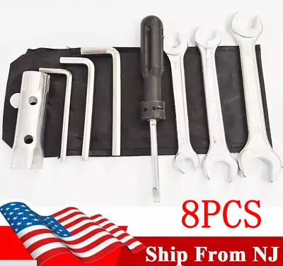 8Pcs Universal Motorcycle Tool Kit Screwdriver Spanner Spark Plug Socket Wrench • $16.14