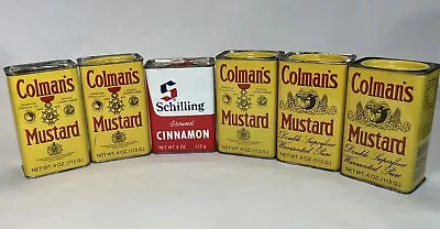 Lot Of 6 Vintage Colman’s Mustard & Schilling’s Cinnamon Tins Collectible • $24.99